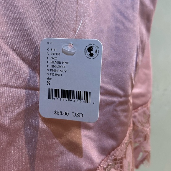 FREE PEOPLE Wild Bunch Light Pink Bodysuit With Lace Trim. Women’s Small NWTS - Picture 4 of 9